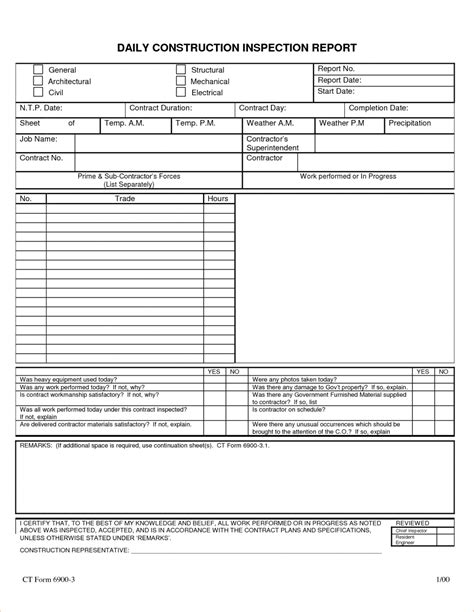 construction superintendent daily report template